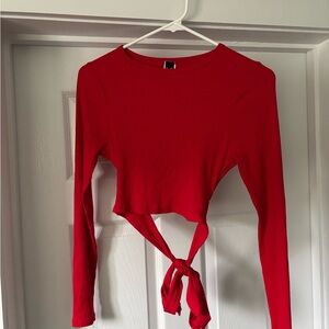 Red Long Sleeve Top